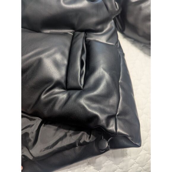 🖤 The Drop Priscilla Vegan Leather Puffer Black XS NWT - Picture 8 of 11